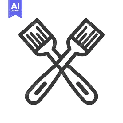 Premium design asset: Modern Outline Icon of Crossed Grilling Spatulas, a Minimalist BBQ Ute