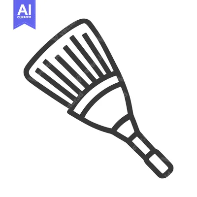 Aset premium populer: Minimalist Fan Rake Line Icon, a Stylized Gardening and Yard Work Tool