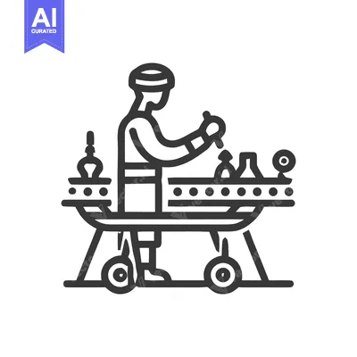 Popular premium asset: Ancient Perfumer Crafting Scents at a Mobile Workshop Table Line Art I