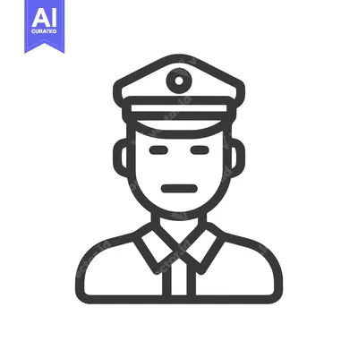 Minimalist Police Officer Bust Icon with Peaked Cap and Uniform