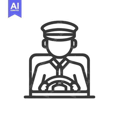 Aset premium populer: Minimalist Line Art Icon of a Professional Driver or Pilot Operating a