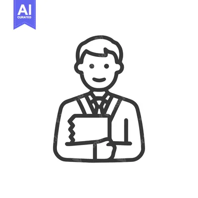 Aset premium populer: Clean Line Icon of Smiling Man Holding Book, Symbolizing Education, Kn