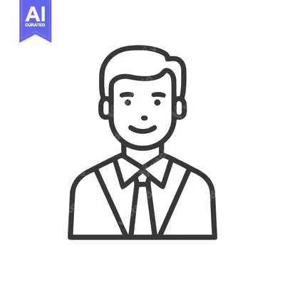 Aset premium populer: Clean Line Art Icon of Smiling Professional Man in Shirt and Tie
