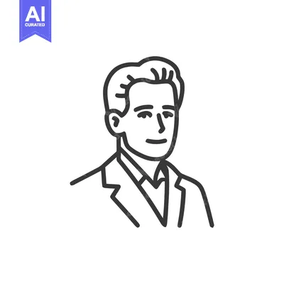 Aset premium populer: Distinguished Man Line Art Icon: Elegant Gentleman in Suit and Tie