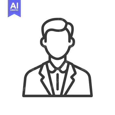 Aset desain premium: Professional Male User Profile Icon in Business Attire, Minimalist Lin
