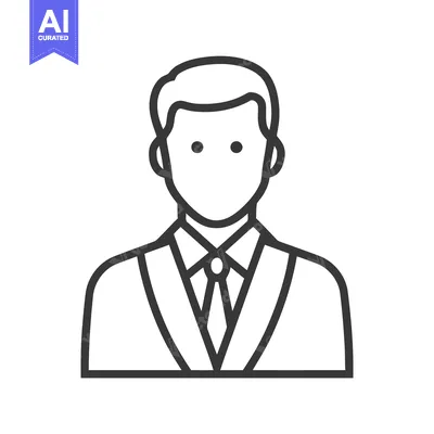 Minimalist Line Art Icon of Professional Man in Suit and Tie, Generic