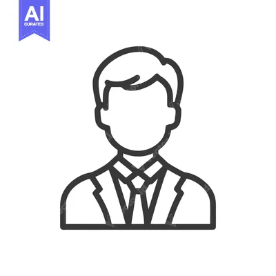 Aset premium populer: Generic Male User Profile Icon: Minimalist Outline of a Man in Suit an