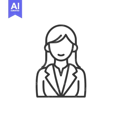 Modern Outline Icon of Smiling Professional Woman Avatar in Business A