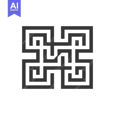 A Black and White Geometric Maze Design