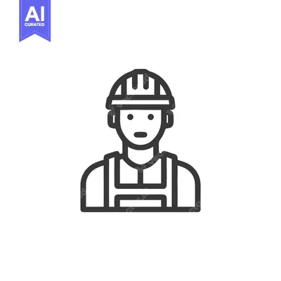Aset desain premium: Clean Vector Icon of a Worker with Safety Helmet and Vest