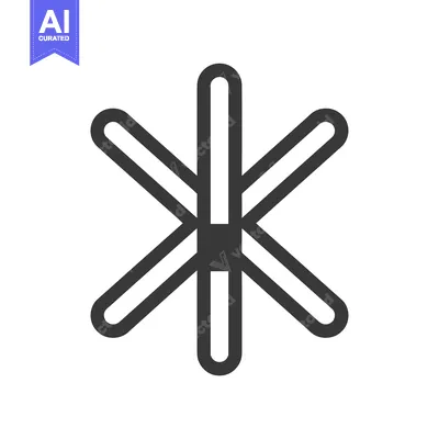 Aset premium populer: A black and white graphic of a stylized snowflake.