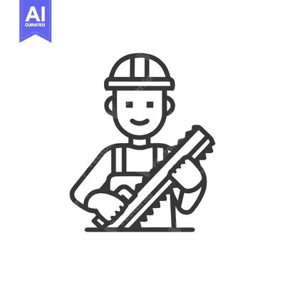 Aset premium populer: Friendly Builder with Notched Trowel, Clean Line Art Vector Icon