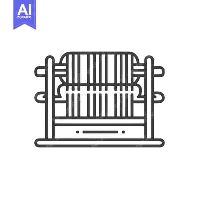 Minimalist Line Art Icon of a Traditional Weaving Loom for Textile Cra