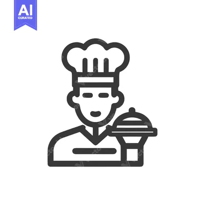 Premium design asset: Modern Chef Icon with Toque and Covered Serving Platter, Professional
