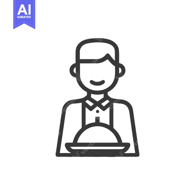 Popular premium asset: Friendly Waiter with Cloche, a Minimalist Hospitality Icon