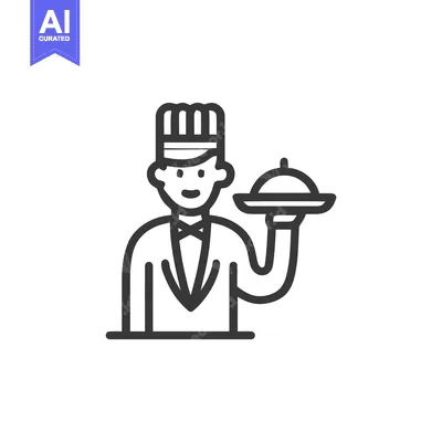 Professional Waiter with Bow Tie Holding a Covered Serving Dish Line I