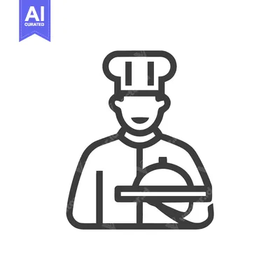 Aset premium populer: Smiling Chef with Toque Hat Serving a Meal Under a Cloche, Minimalist