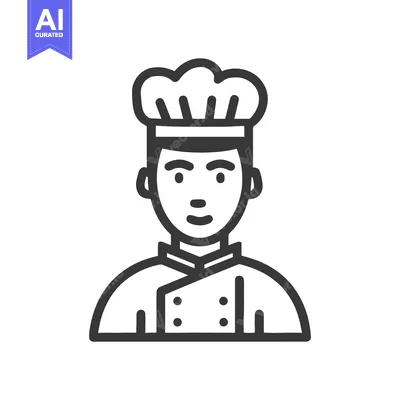 Aset premium populer: Professional Chef Bust Icon in a Clean, Modern Outline Style