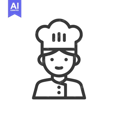 Aset premium populer: Friendly Chef Portrait Icon in a Clean, Minimalist Line Art Style