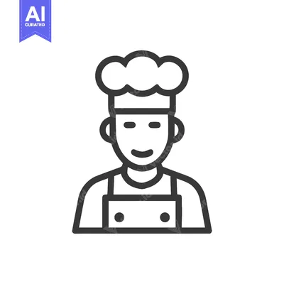 Premium design asset: Friendly Professional Chef Bust Icon in a Clean Minimalist Line Art St
