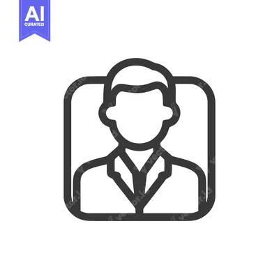 Aset desain premium: Minimalist line icon of a professional man in a suit, a sleek user pro