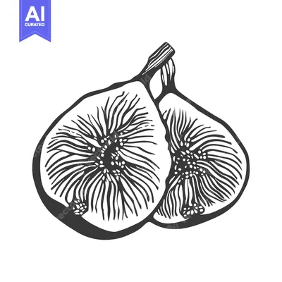 A Black and White Hand-Drawn Illustration of Two Figs