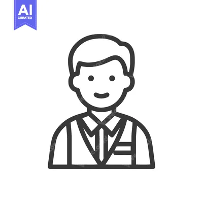 Premium design asset: Smiling Male Avatar Line Icon in Business Attire, Clean Vector Outline