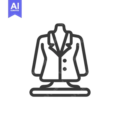Elegant Black Line Icon: Formal Blazer on Tailor's Dummy for Fashion &