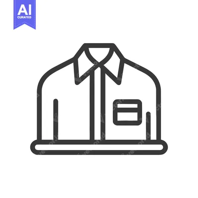 Aset premium populer: Clean Minimalist Black Outline Icon of a Collared Shirt with Pocket, C