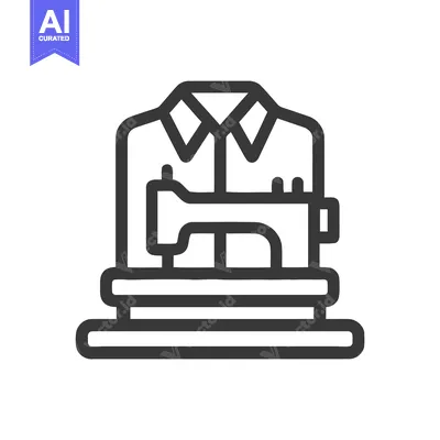 Minimalist Sewing Machine and Shirt Icon for Tailoring and Fashion Des