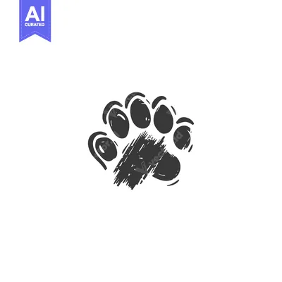 A Black and White Hand-Drawn Paw Print