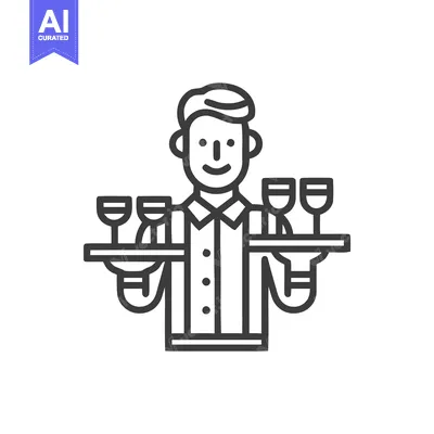 Popular premium asset: Smiling Waiter Icon Serving Drinks on Trays - Professional Hospitality