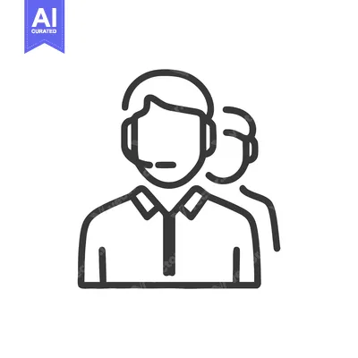 Aset premium populer: Minimalist Black Line Icon of Customer Service Team with Headsets, Rep