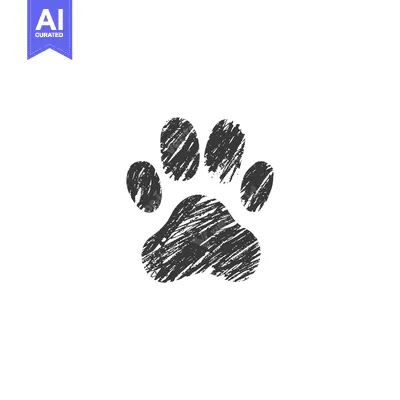 A Black and White Hand-Drawn Paw Print