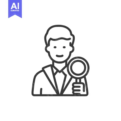 Popular premium asset: Sleek Line Icon of an Investigator with Magnifying Glass for Research
