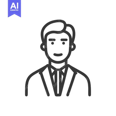 Aset desain premium: Modern Flat Design Icon of a Smiling Male Professional in Suit