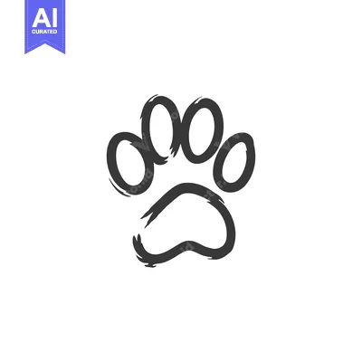 A Black And White Hand Drawn Paw Print