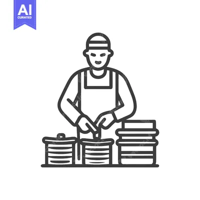 Popular premium asset: Dedicated Artisan at a Production Line, Minimalist Line Art Vector Ico