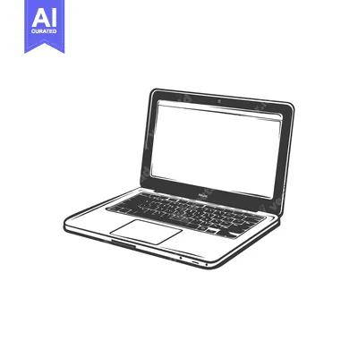 A Black and White Hand-Drawn Sketch of a Laptop