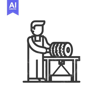 Popular premium asset: Artisan at a Workbench Operating a Buffing Machine Line Art Icon