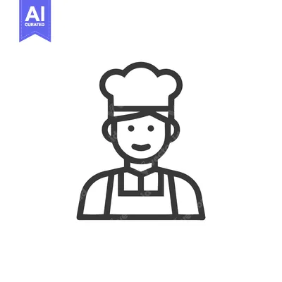Aset premium populer: Minimalist Line Icon of a Smiling Chef in a Toque and Apron