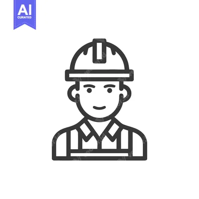 Popular premium asset: Smiling Construction Worker Bust: Minimalist Outline Vector Icon for I