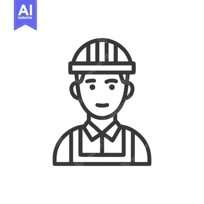 Popular premium asset: Simple Line Icon of a Friendly Construction Worker in a Hard Hat