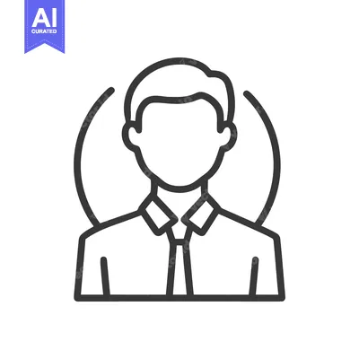 Modern Line Icon of a Faceless Businessman in a Circular Profile Frame
