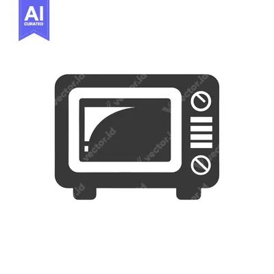 A black and white icon depicting a microwave oven