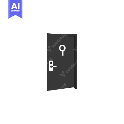 A Black and White Icon Depicting an Open Door with a Door Handle and K