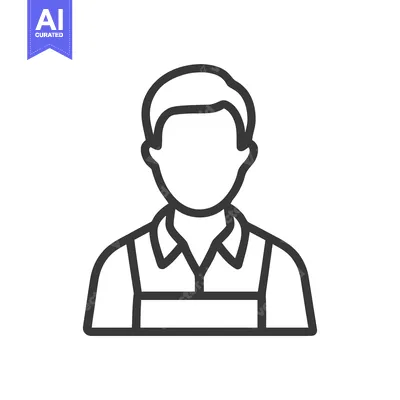 Premium design asset: Faceless Male Worker in Apron, a Minimalist Line Art Avatar Icon
