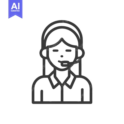 Aset premium populer: Professional Female Operator with Headset, a Clean Minimalist Line Art