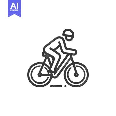 Premium design asset: Streamlined Cyclist Line Icon Depicting Speed and Motion