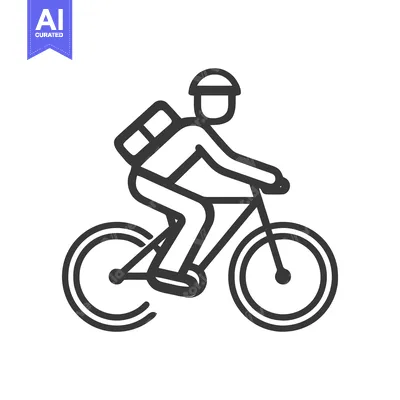 Dynamic Cyclist in Motion: A Bold, Minimalist Line Art Icon